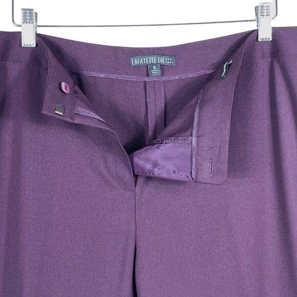 LAFAYETTE 148 Women Mensware Wool Dress Pant Size 16 Straight Leg Red Purple EUC - Picture 7 of 16